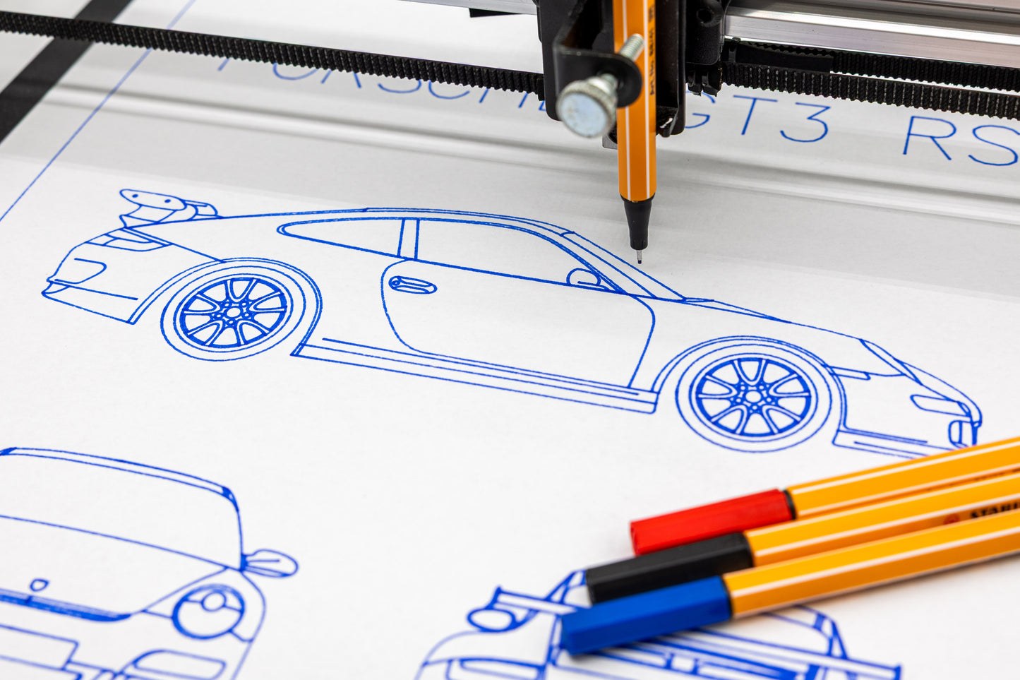 Porsche 997.1 GT3 RS Blueprint Poster Drawing