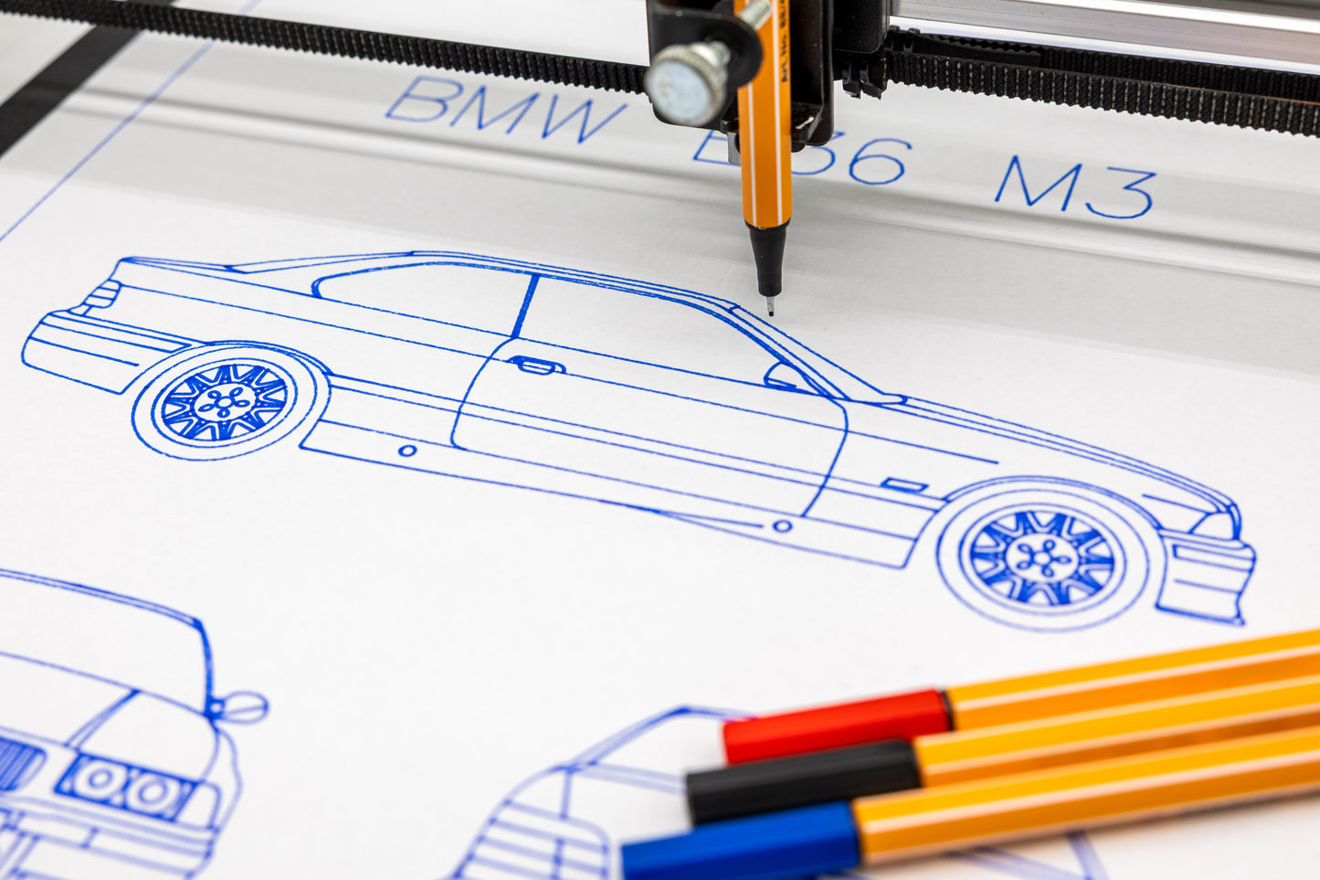 BMW E36 M3 Blueprint Poster Drawing