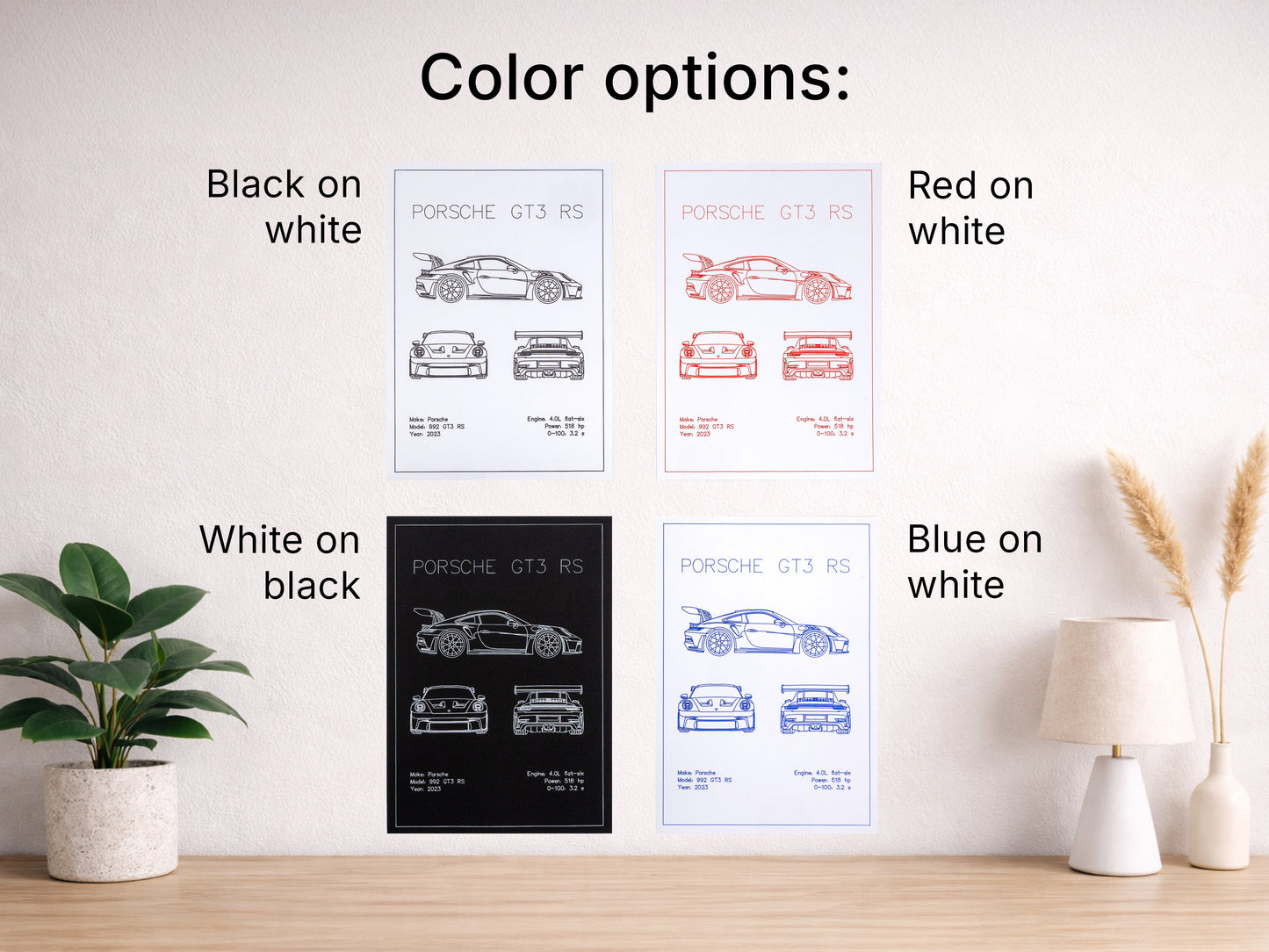 BMW E46 M3 Blueprint Poster Drawing