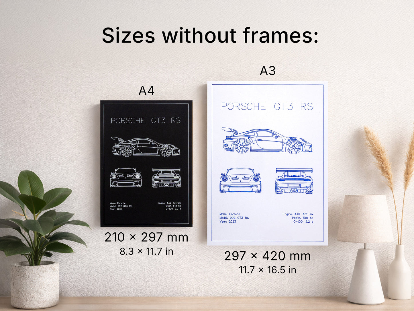 BMW E46 M3 Blueprint Poster Drawing